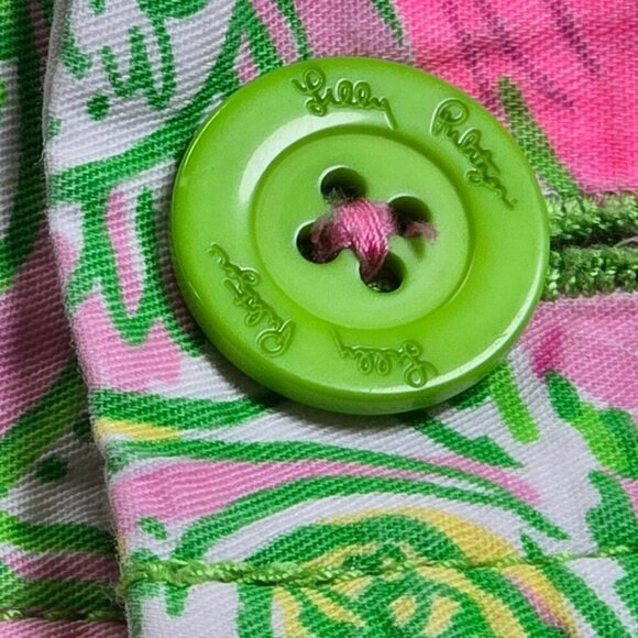 Lilly Pulitzer The Walsh Short Pink & Green Paisley Flamingo Print Womens Size 0 - Picture 4 of 8